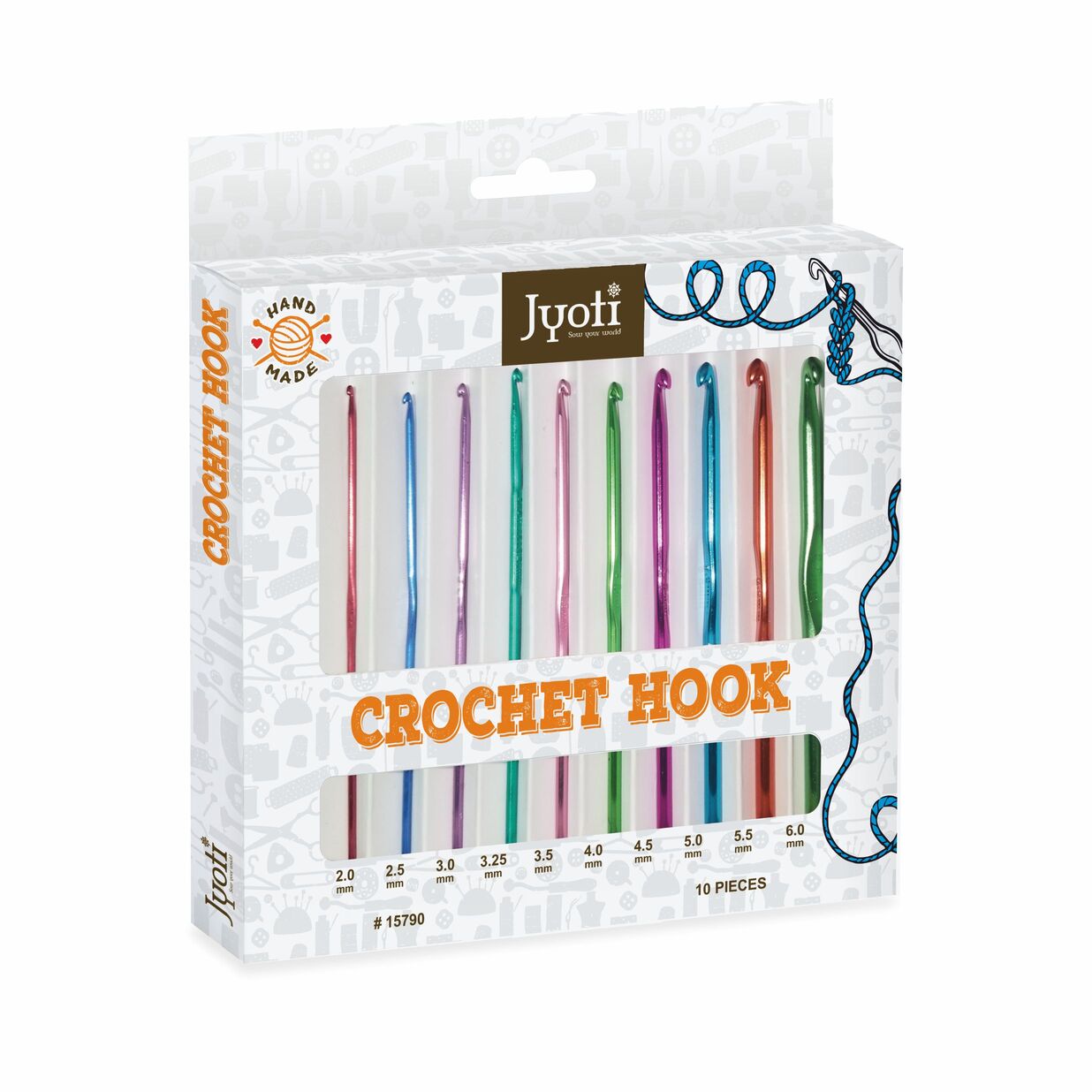 Crochet Hook – Aluminium – 6″ / 15cm – Colored (For Wool Work)