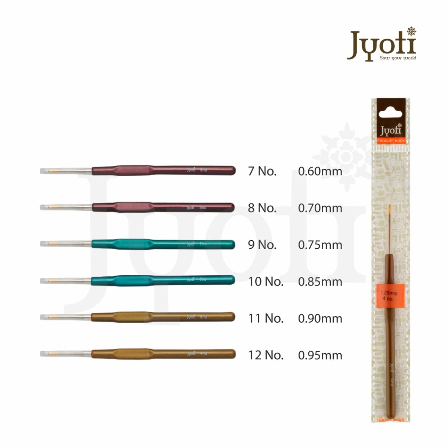 Crochet Hook – Steel – 6″ / 15cm – Plastic Handle Gold Point (For Thread Work)