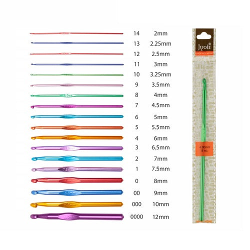 Crochet Hook – Aluminium – 6″ / 15cm – Colored (For Wool Work)