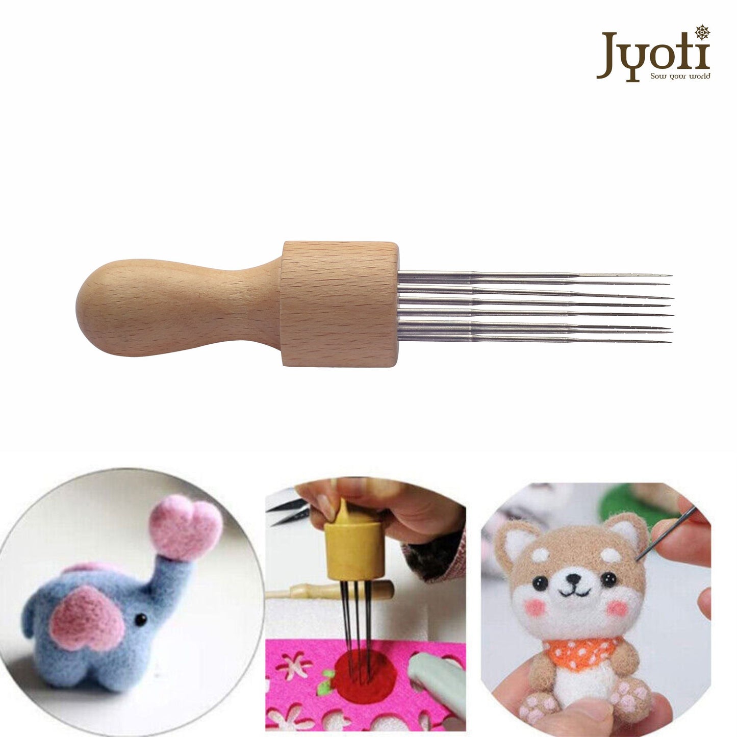Felting Needle with Wooden Handle - 8 Stainless Steel Needles