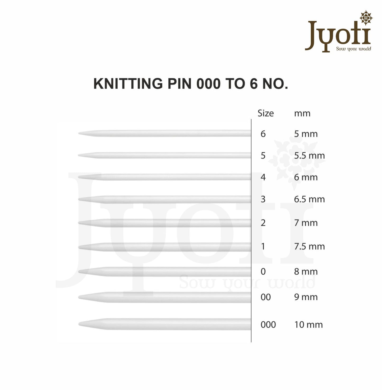 Knitting Pin - Plastic - Flat Knob - 12" / 30cm & 14" / 35cm