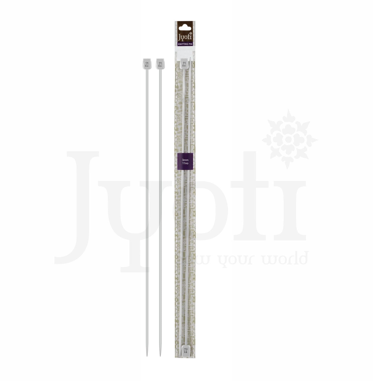 Knitting Pin - Plastic - Flat Knob - 12" / 30cm & 14" / 35cm