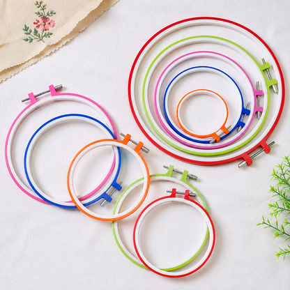 Embroidery Hoops in Plastic - (Sizes 12cm, 16cm, 20cm, 23cm, 26cm) - Set of 5