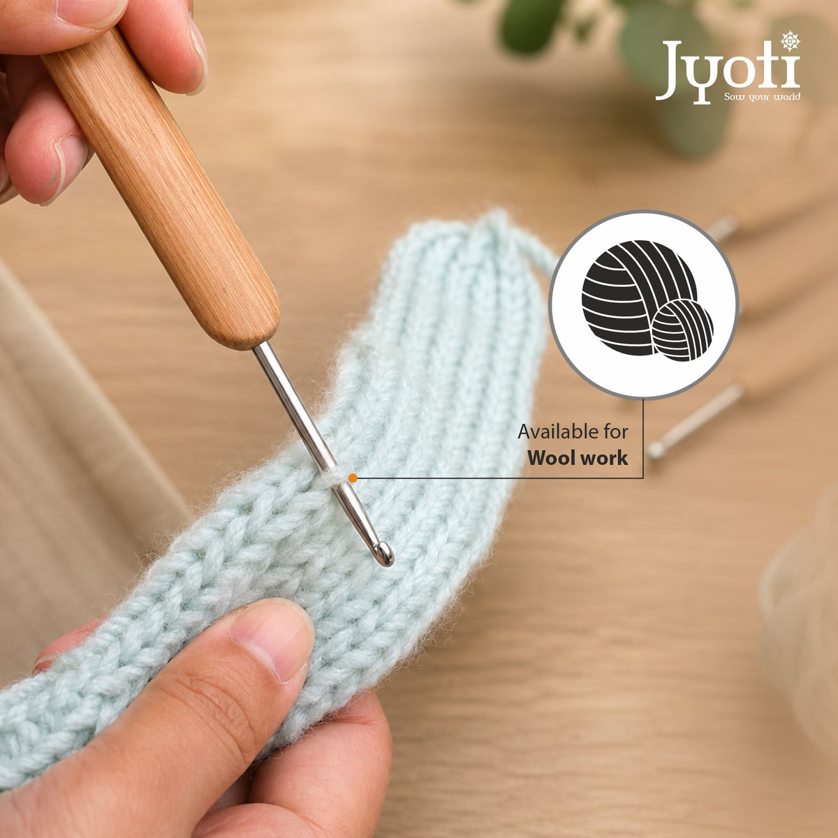 Crochet Hook - Steel - 5.5" / 14cm (Bamboo Handle) - (For Thread Work)