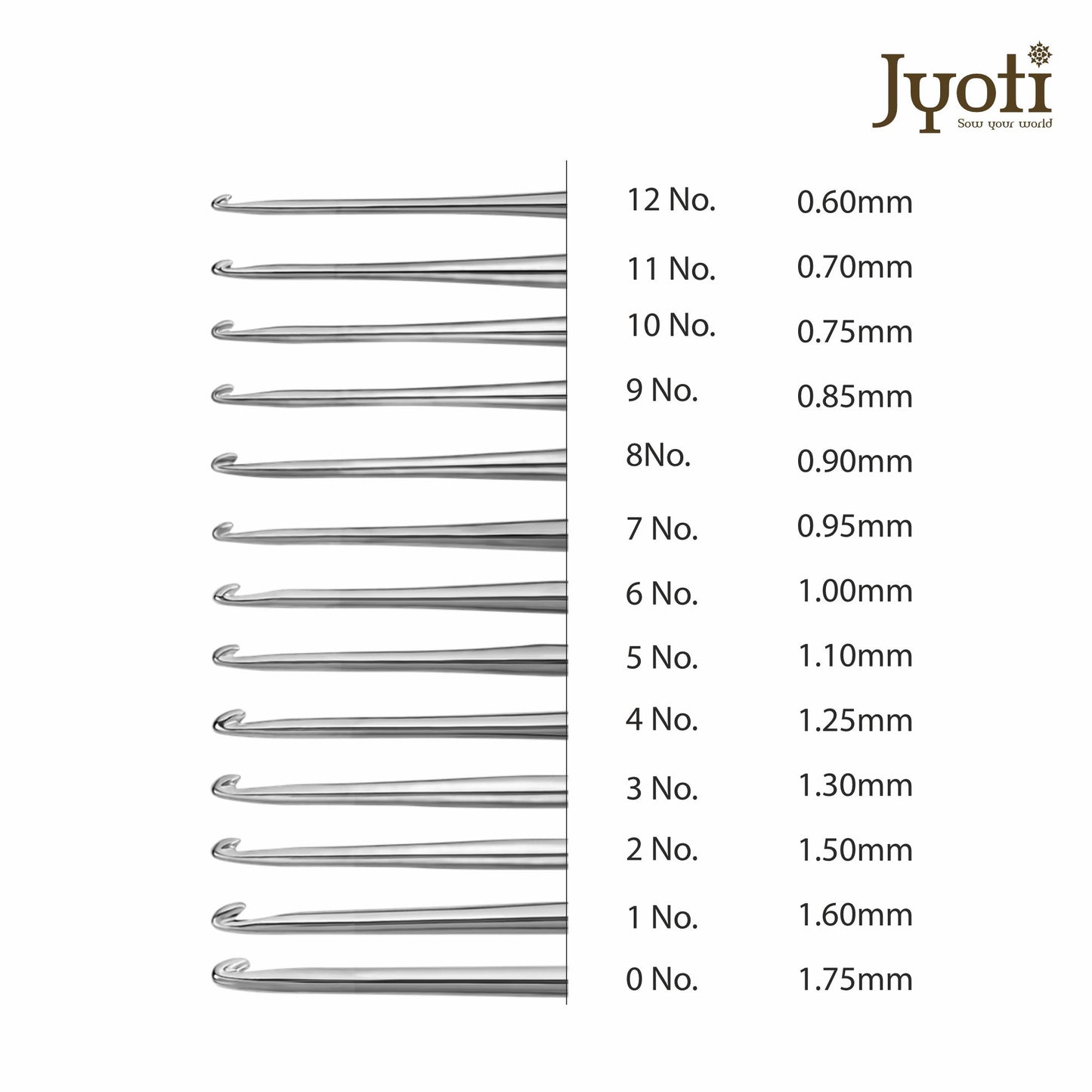 Crochet Hook - Steel - 5.5" / 14cm (Bamboo Handle) - (For Thread Work)