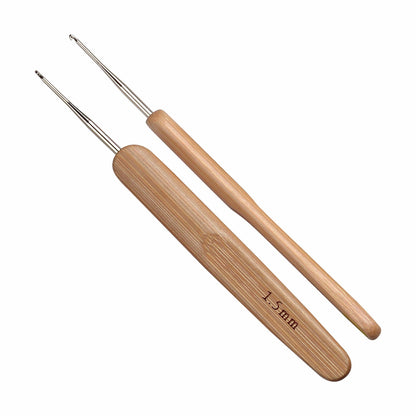 Crochet Hook - Steel - 5.5" / 14cm (Bamboo Handle) - (For Thread Work)
