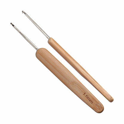 Crochet Hook - Steel - 5.5" / 14cm (Bamboo Handle) - (For Thread Work)