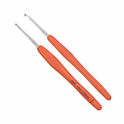 Crochet Hook - Aluminium - 6" / 15cm - Rubberised Handle - (For Wool Work)