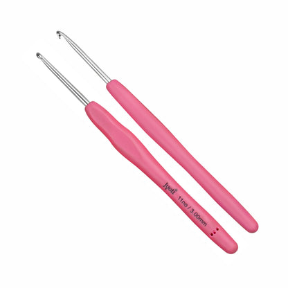 Crochet Hook - Aluminium - 6" / 15cm - Rubberised Handle - (For Wool Work)