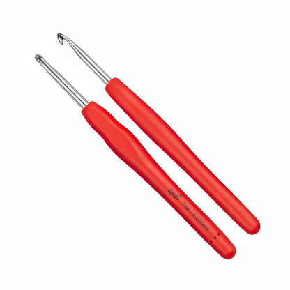 Crochet Hook - Aluminium - 6" / 15cm - Rubberised Handle - (For Wool Work)