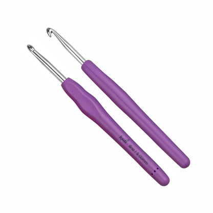 Crochet Hook - Aluminium - 6" / 15cm - Rubberised Handle - (For Wool Work)