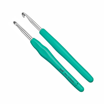 Crochet Hook - Aluminium - 6" / 15cm - Rubberised Handle - (For Wool Work)