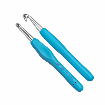 Crochet Hook - Aluminium - 6" / 15cm - Rubberised Handle - (For Wool Work)