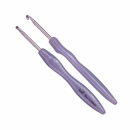 Crochet Hook - Aluminium - 6" / 15cm (Plastic Handle) (Colored) - (For Wool Work)