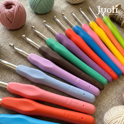 Crochet Hook - Aluminium - 6" / 15cm - Rubberised Handle - (For Wool Work)