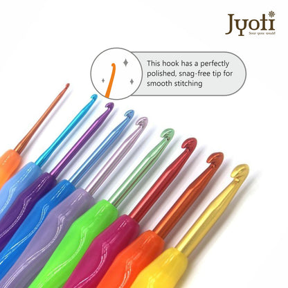 Crochet Hook - Aluminium - 6" / 15cm (Plastic Handle) (Colored) - (For Wool Work)