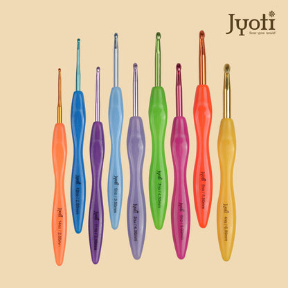 Crochet Hook - Aluminium - 6" / 15cm (Plastic Handle) (Colored) - (For Wool Work)