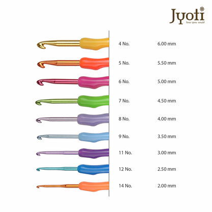 Crochet Hook - Aluminium - 6" / 15cm (Plastic Handle) (Colored) - (For Wool Work)