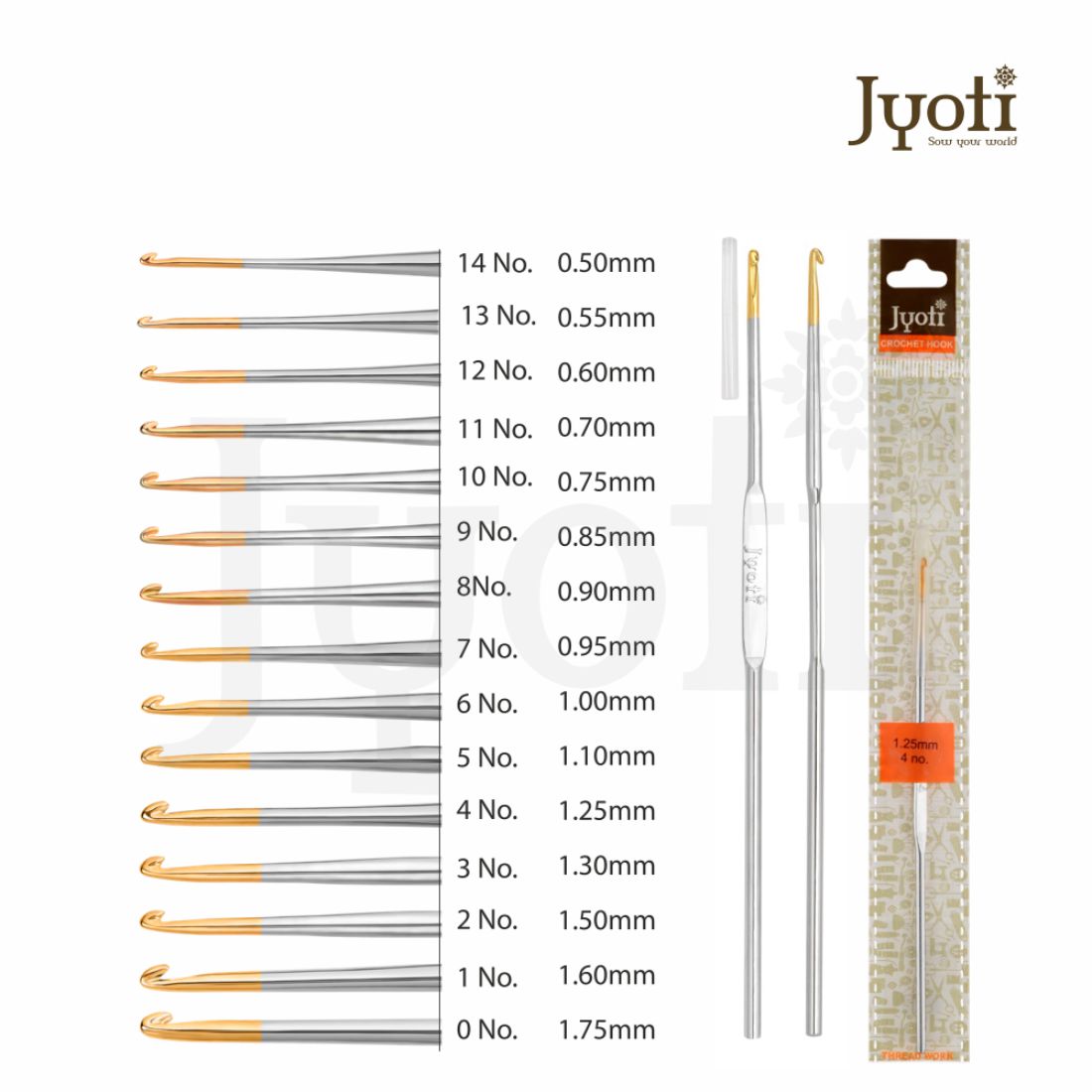 Crochet Hook – Steel – 5″ / 12cm - Gold Point (For Thread Work)