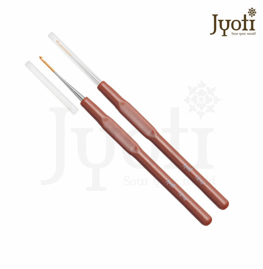 Crochet Hook – Steel – 6″ / 15cm – Plastic Handle Gold Point (For Thread Work)