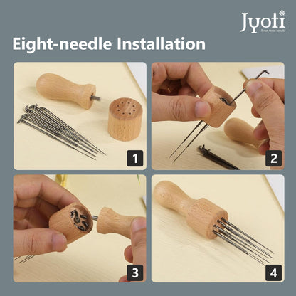 Felting Needle with Wooden Handle - 8 Stainless Steel Needles