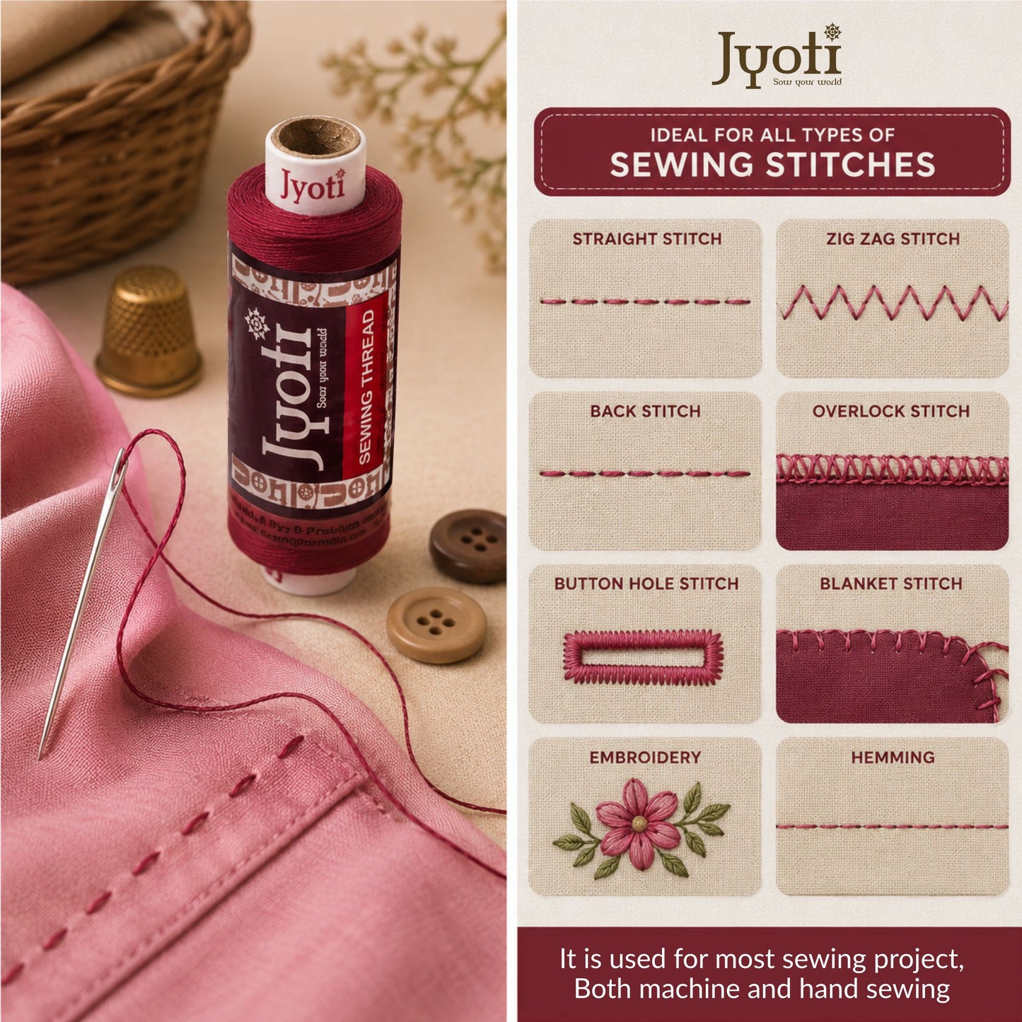 Sewing Thread – 2 Ply / 50 Count – 300 Meters
